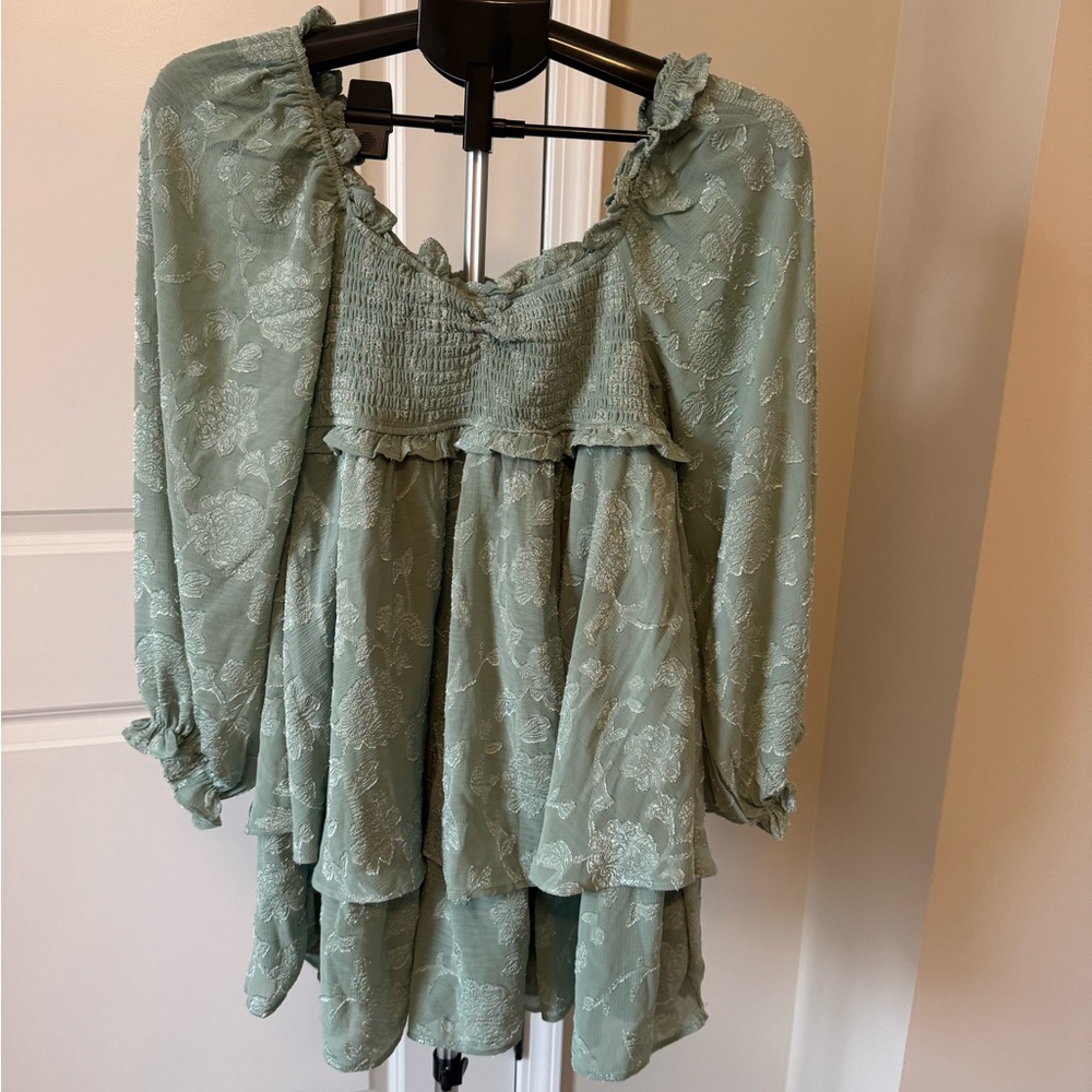 Altar'd State Sage Green Floral Mini Dress, Medium, New with tags